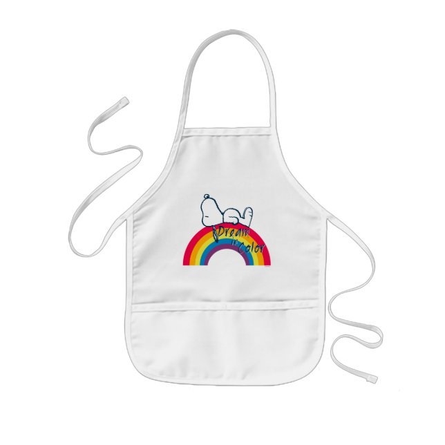 Delantal Infantil Snoopy | Sueño en arcoiris color (Frente)