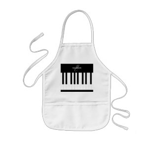 Delantal Infantil Teclas de Piano Negras Blancas Monograma Temático 