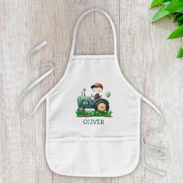 Delantal Infantil Tractor verde lindo de niños personalizado