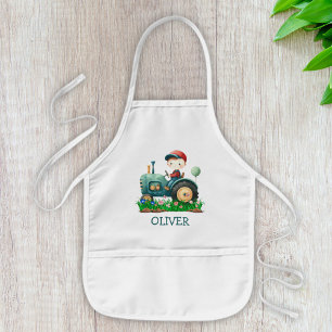 Delantal Infantil Tractor verde lindo de niños personalizado