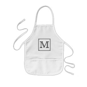 Delantal Infantil Tu carta. Personalizado Monograma.Blanco y negro