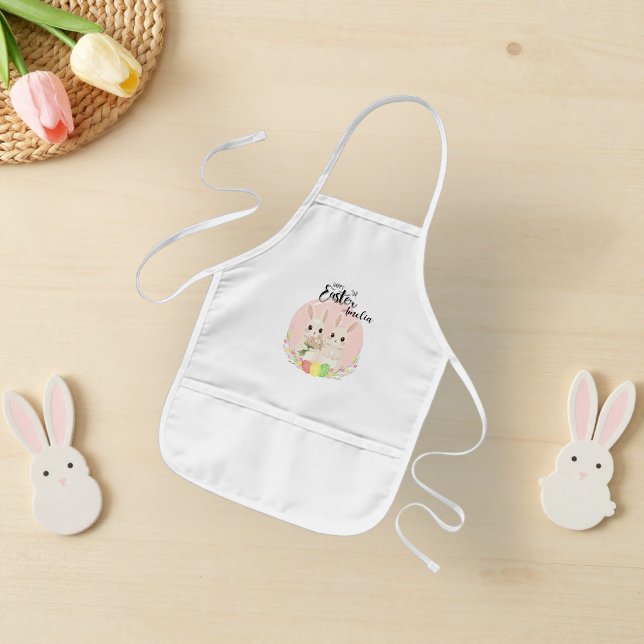 Delantal Infantil Two Easter Bunnies Personalized Kids Apron (Subido por el creador)