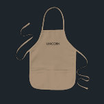 Delantal Infantil "Unicornio" letras negras minimalistas<br><div class="desc">"Unicornio" letras negras blanco Apron adulto minimalista</div>
