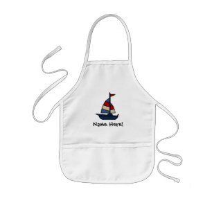 Delantal Infantil Velero náutico personalizado azul/muchacho del