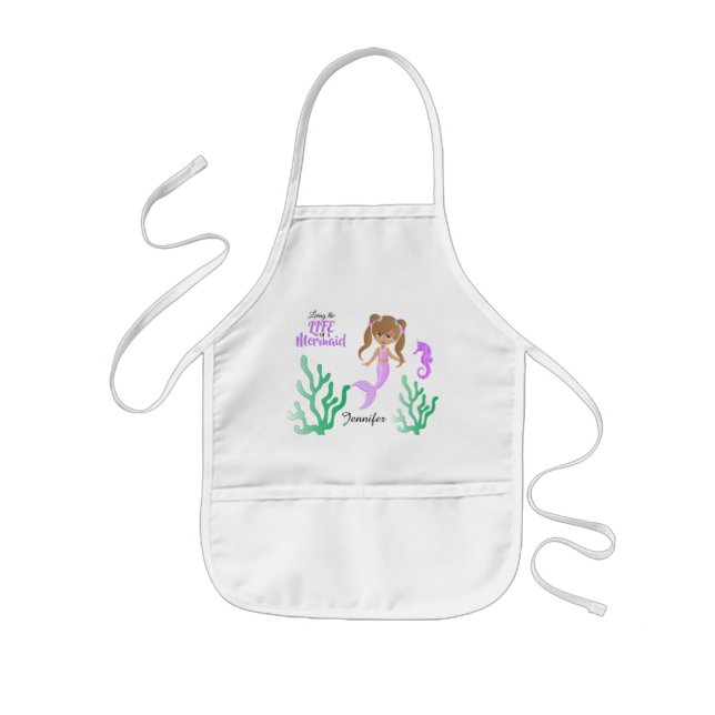 Delantal Infantil Viviendo la vida de una ‍ 🧜 ♀️ sirena - Lavanda (Frente)