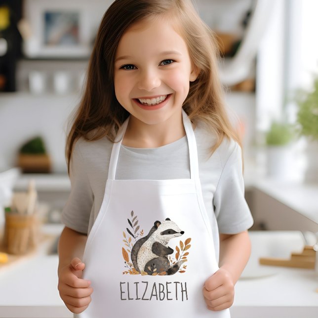 Delantal Infantil Woodland Badger Cute Personalized (Subido por el creador)