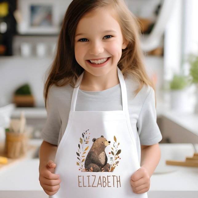 Delantal Infantil Woodland Brown Bear Cute Personalized (Subido por el creador)