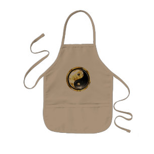 Delantal Infantil Yin Yang dorado en negro