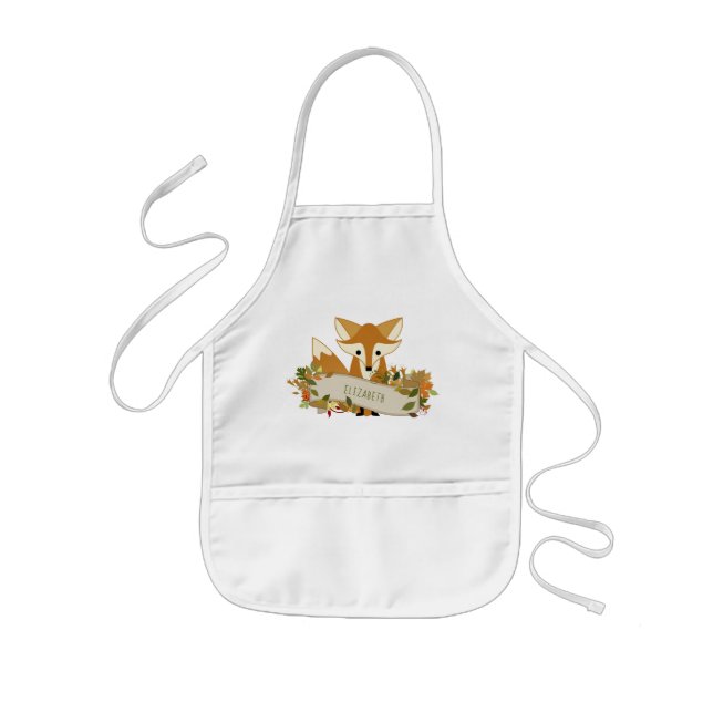 Delantal Infantil Zorro de Otoño Rústico y Bonito Personalizado (Frente)