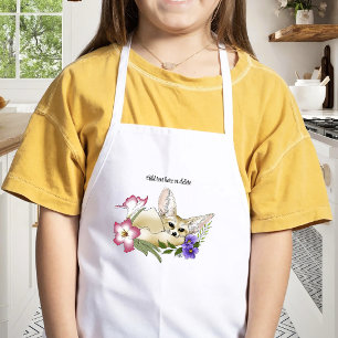 Delantal Infantil Zorro Fennec Flores Rosadas Purpura Lindas Botánic