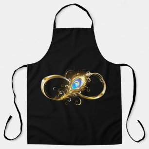 Delantal Infinito con la pluma de pavo real dorado