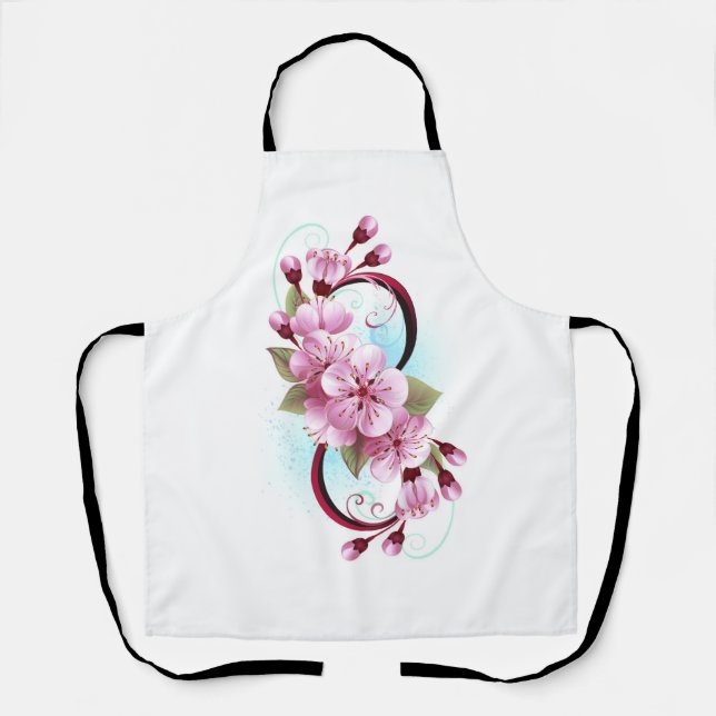 Delantal Infinito con las flores de flores de Sakura Blosso (Anverso)