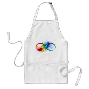 Delantal Infinity Symbol with Rainbow Feather