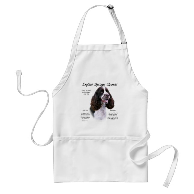 Delantal Inglés Springer Spaniel (hígado) Diseño de histori (Frente)