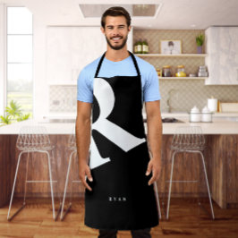 Delantal Inicial grande | Tipografía moderna | Negro