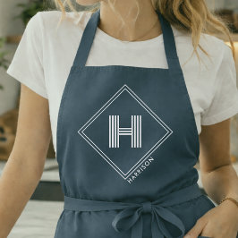 Delantal | Inicial monogramada geométrica moderna