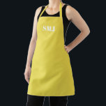 Delantal Iniciales de monograma personalizado moderno amari<br><div class="desc">Monograma personalizado moderno con iniciales Apron blanco amarillo soleado. letras blancas,  fondo amarillo iluminante. Puedes elegir tu color de correa. ¡Un gran regalo para mamá,  amigos y tú mismo! Diseño moderno,  minimalista,  sencillo y elegante. Excelente para cocineros,  chefs,  cerámica,  artesanía,  trabajo,  cocina,  horneado,  barbacoa,  parrilladas,  comercios y tiendas,  etc.</div>