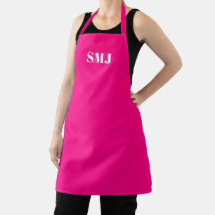 Delantal Iniciales de monograma personalizado moderno fucsi