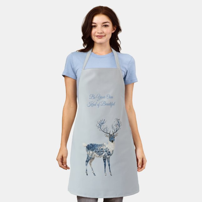 Delantal Inspirational Blue White Chic Deer Fox (Gastado)