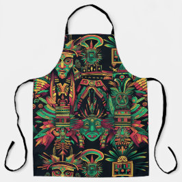 Delantal Intrincado diseño ciano "Paradigma ancestral" gran