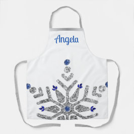 Delantal Invierno de copas de nieve de diamante y zafiro