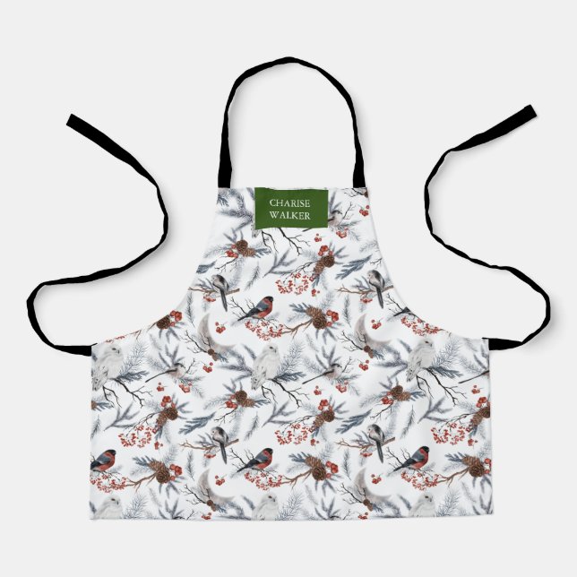 Delantal invierno de vacaciones wonderland niños monograma  (Anverso)