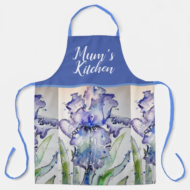 Delantal Iris Floral Shabby Chic Purple Lavender Mamá Apron (Anverso)