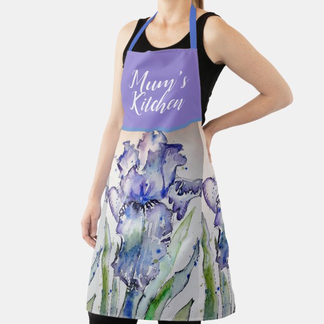 Delantal Iris Floral Shabby Chic Purple Lavender Mamá Apron (in situ)