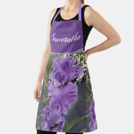 Delantal Iris Flores Flores Lavanda Púrpura Lilac Apron