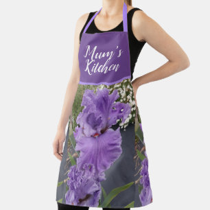 Delantal Iris Flores Flores Lavanda Púrpura Lilac Apron