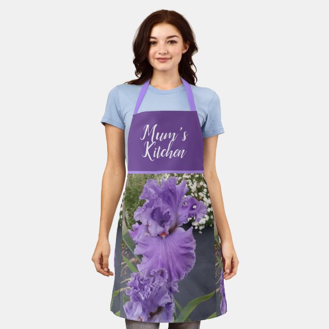 Delantal Iris Flores Flores Lavanda Púrpura Lilac Apron (Gastado)