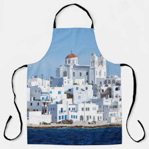 Delantal Isla de paros con el pueblo de naoussa