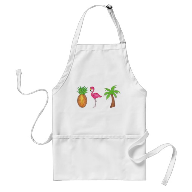 Delantal Isla Tropical Playa Flamingo Palm Tree Pineapple (Frente)
