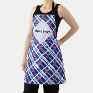 Delantal Islandia y Bandera Islandesa Personalizada en mosa