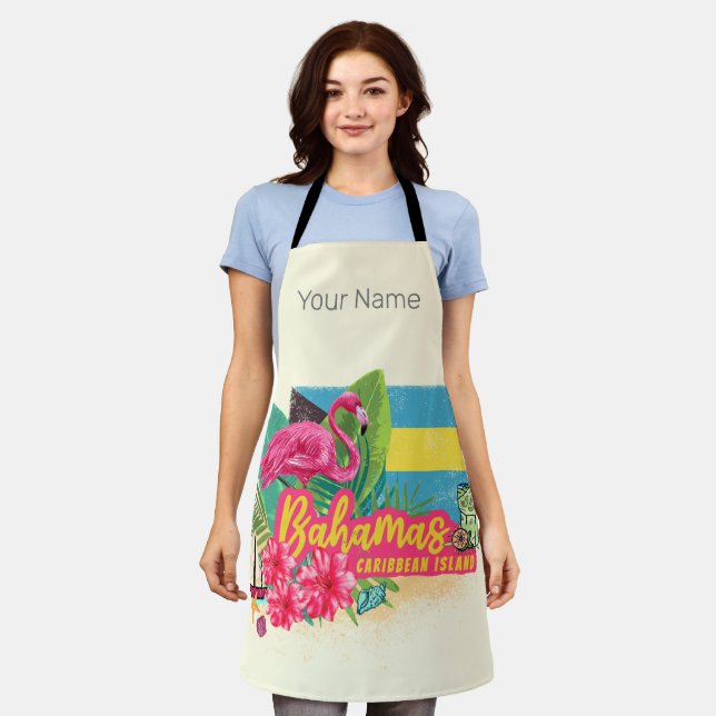 Delantal Islas del Caribe retro flamingo vintage (Gastado)