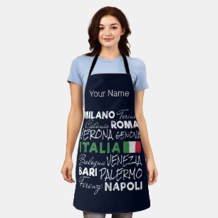 Delantal Italia Retro City Y Bandera Vintage Holiday Souven
