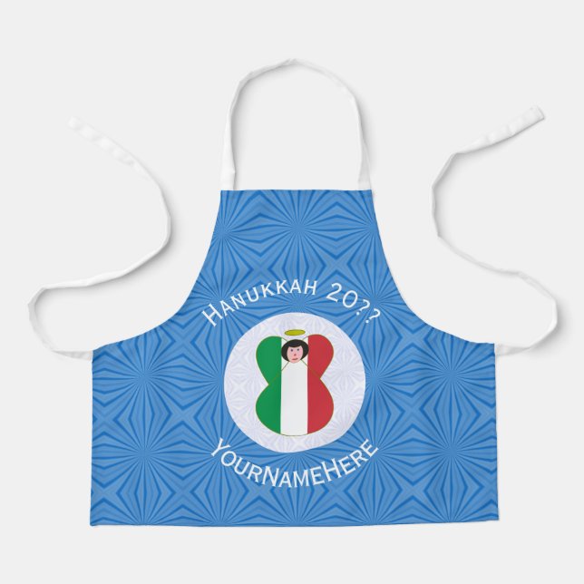 Delantal Italian Angel Hanukkah Flag Personalized Small (Anverso)