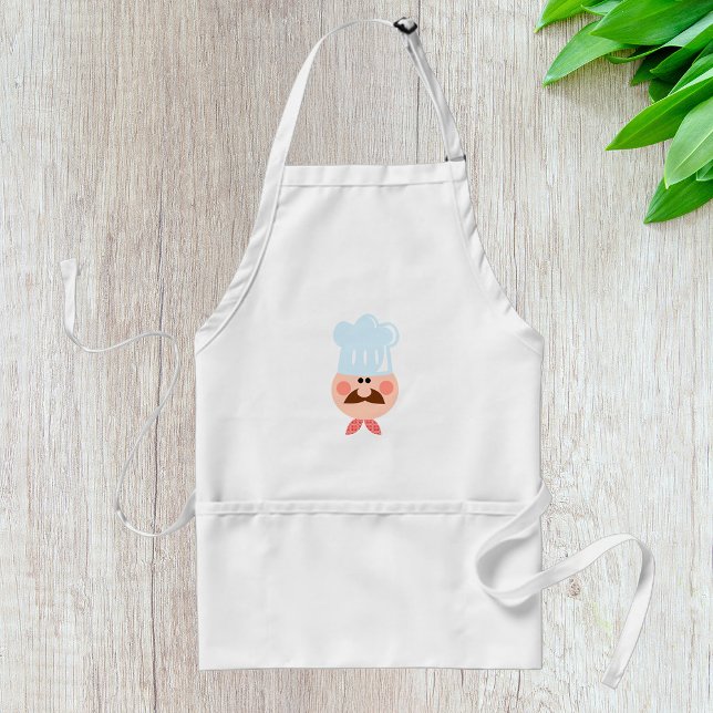 Delantal Italian Chef Face with Mustache and Hat (Subido por el creador)