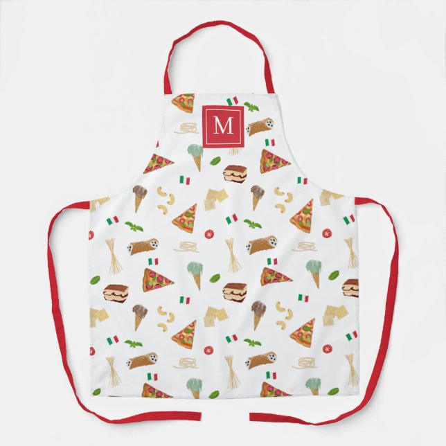 Delantal Italian Food Pizza Pasta Tiramisu Monogrammed (Anverso)