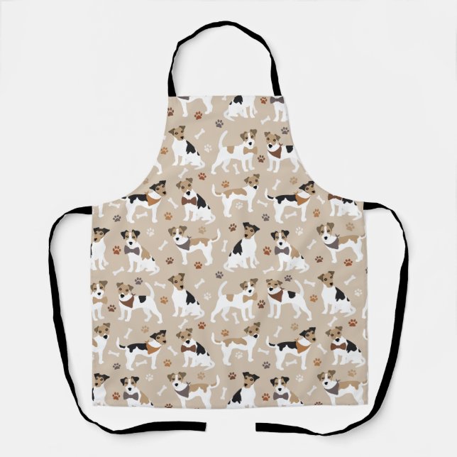 Delantal Jack Russell Terrier Paws and Bones Apron (Anverso)