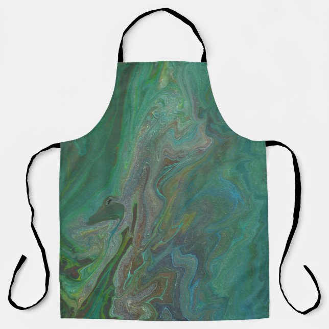 Delantal Jade 3 Aprán Fluid Deep Green Abstract (Anverso)