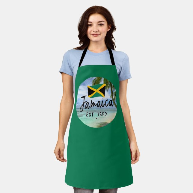 Delantal "Jamaica Este. Playa De 1962 Con Bandera De Jamaic (Gastado)