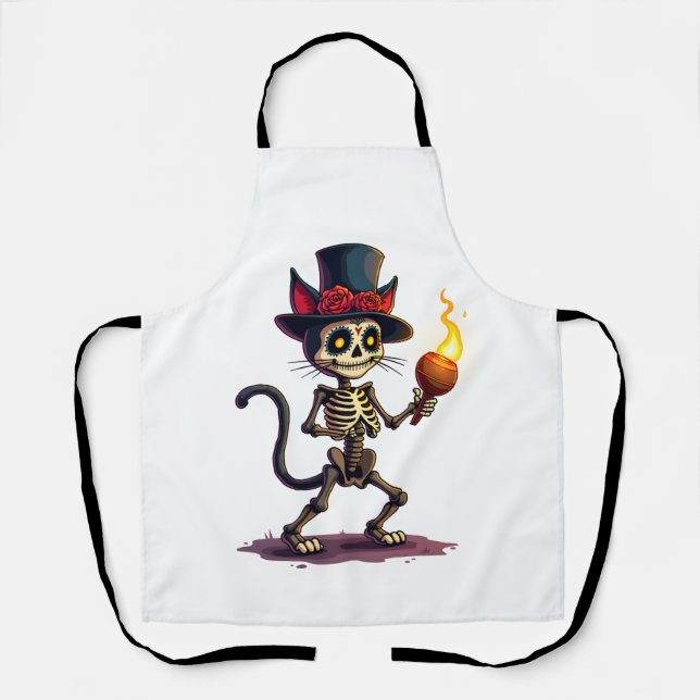 Delantal Jamboree de Gato Esqueleto (Anverso)