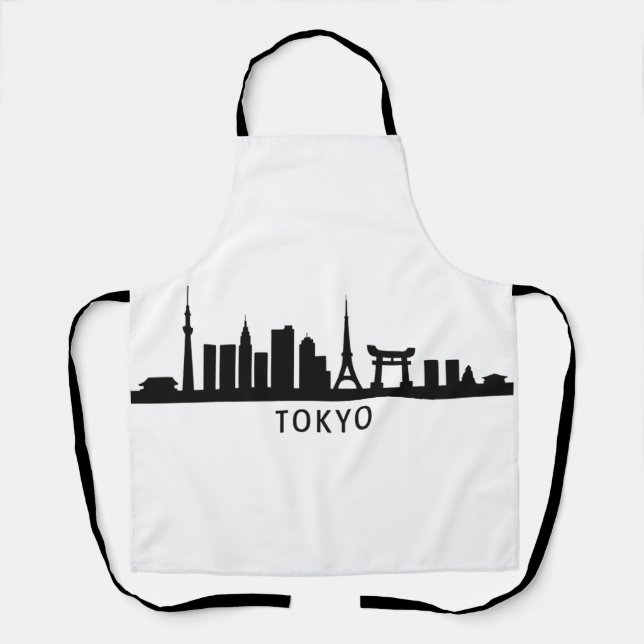 Delantal Japan Cityscape Travel | Tokyo Skyline Silhouette (Anverso)