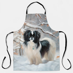 Delantal Japanese Chin Deja que nieve Navidad