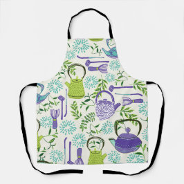 Delantal Japanese Green Teapot Design