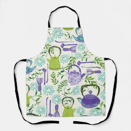 Delantal Japanese Green Teapot Design