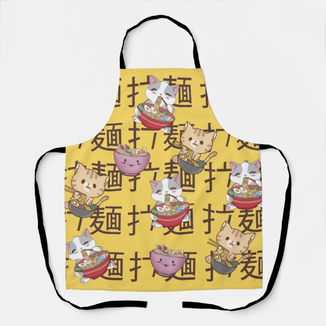 Delantal Japanese Kawaii Anime Cat Ramen Noodles (Anverso)