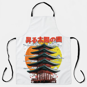 Delantal japón, tierra del logo del templo del sol naciente