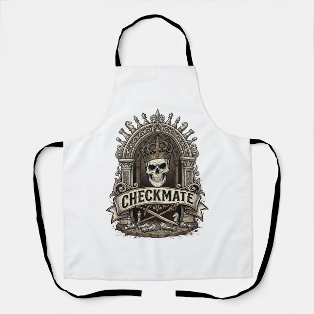 Delantal Jaque Mate Rey Calavera Ajedrez Vintage (Anverso)